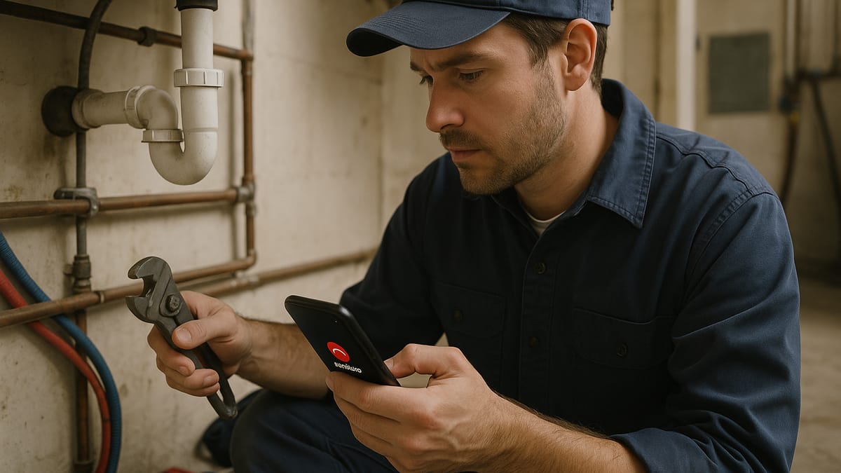 Editorial photo inside a working plumbing business
